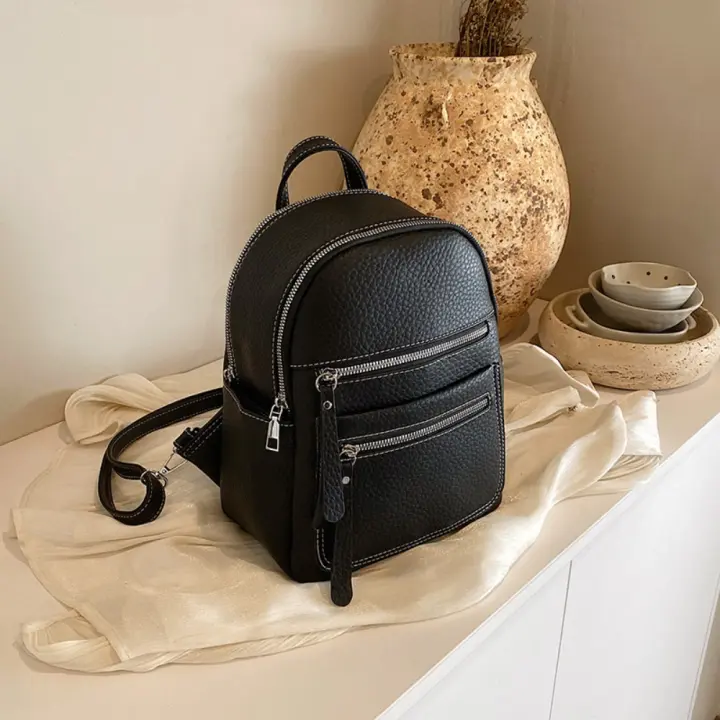 Nueva mochila para mujer 2025 mochila pequeña para mujer de color sólido bolso de viaje personalizado de moda versión coreana para mujer - 1