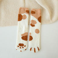 Calcetines de Terciopelo de Coral de Invierno Diseño de Garra de Gato Lindo - details 7