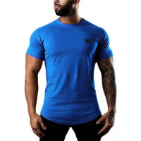 Camiseta transpirable de algodón para hombre, Camiseta con estampado sólido de 0 Cuello, manga corta, informal, culturismo, entrenamiento deportivo, Verano - details 3