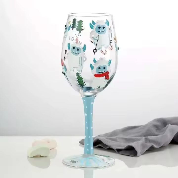 Copa de decoración navideña de cristal impresa, juego de vino pintado a mano para fiesta en casa, Festival, Bar - 1
