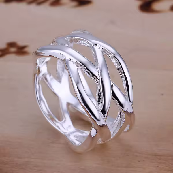 Anillo de tejido rojo de Plata de Ley 925 para mujer, joyería de moda, regalo de joyería 6-9 - details 3