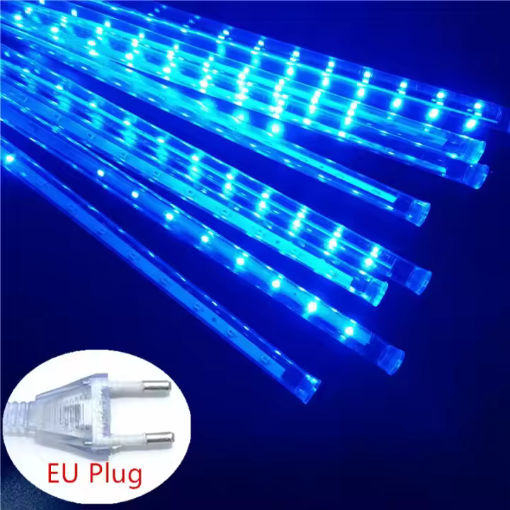 Guirnalda de luces Led de lluvia de meteoritos, 8 tubos, guirnaldas de calle, decoraciones de árboles de Navidad para exteriores, luces de jardín de hadas de Año Nuevo - 1