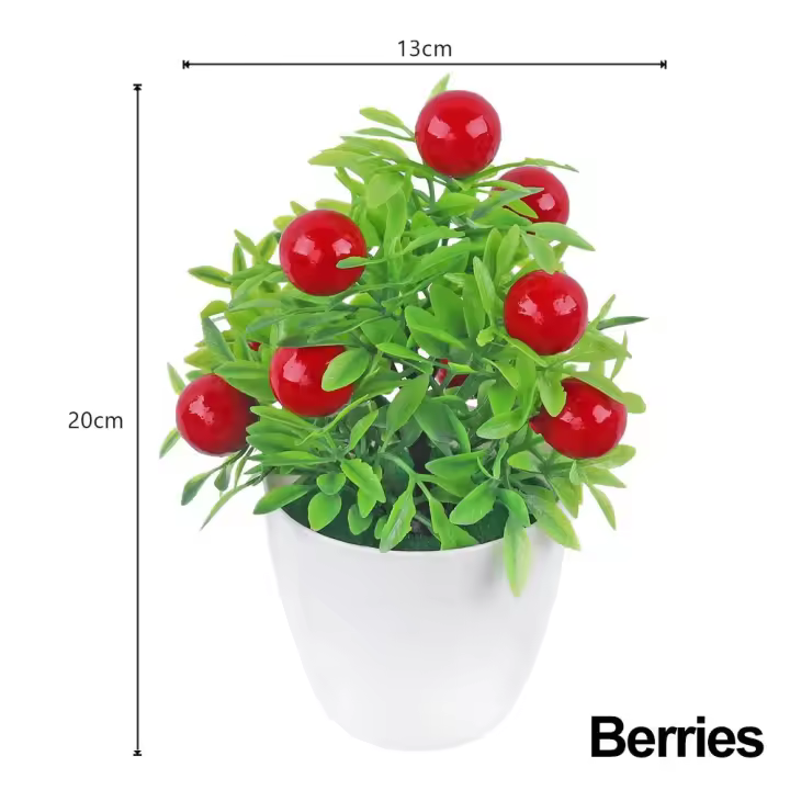 Accesorios de fotografía para decoración del hogar, plantas artificiales de bayas de naranja verde falsas, bonsái, Árbol frutal en maceta, Granada, Chile - 1