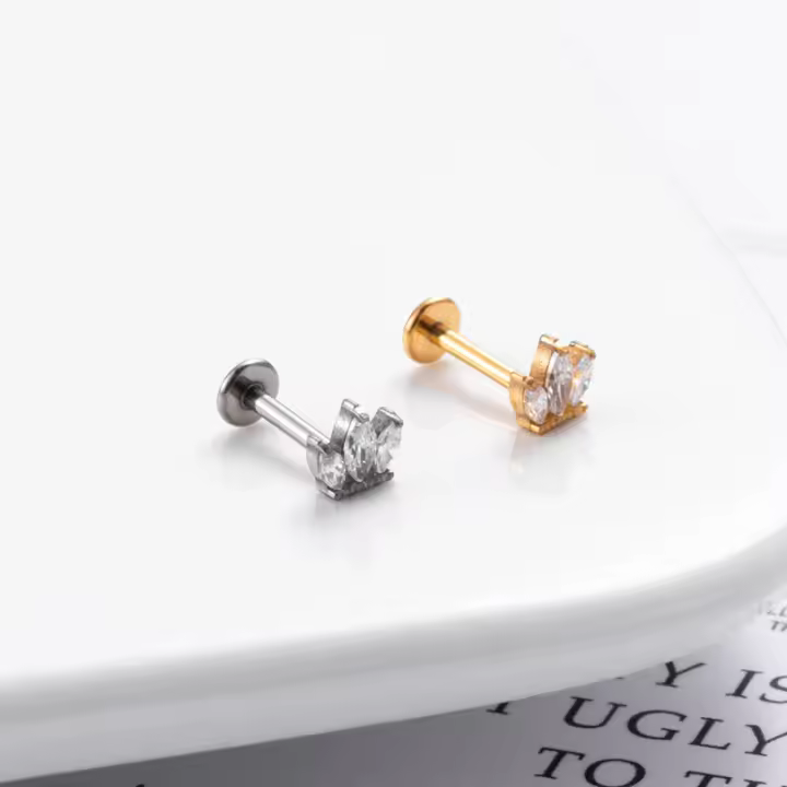 Crown ASTM F-136-pendientes de titanio con forma de luna, Piercing para el cuerpo, joyería con forma de luna - 1