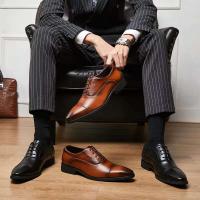 Zapatos Oxford de suela blanda formal para hombre de negocios triples de cuero con cordones en punta - details 5