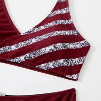 Traje de baño para mujer, bikini sexy, bikini brasileño de malla a rayas, conjunto de bikini para mujer, bañador de banda con escote en u - details 2