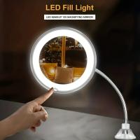 Espejo de maquillaje flexible con cuello de cisne con luz LED, ventosa de lupa 10x, luz difusa brillante, giratorio libremente - details 5