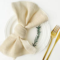 10 Uds. Servilletas de gasa hechas a mano, servilletas de tela de algodón de 30x30cm, servilletas de tela, toallas de mesa de gasa para fiesta de boda, conjunto de Baby Shower - details 5