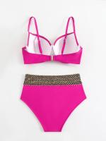 Bikini de cintura alta para mujer, traje de baño de dos piezas con realce, ropa de playa, 2024 - details 7