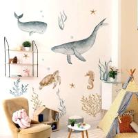 Pegatinas de Pared de Vida Marina de Dibujos Animados Coral de Ballena Tortuga - details 3