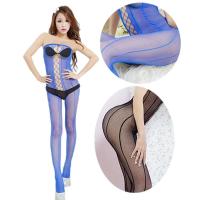 Plus - Body a cuadros para mujer, ropa interior sexy con hombros descubiertos y entrepierna abierta, tela de malla elástica - details 18