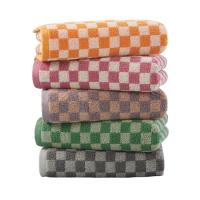 Toalla facial de algodón puro absorbente, gruesa, suave y cómoda, tablero de ajedrez, 34x75cm - details 0