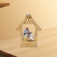 Escena Navideña de Resina Figura de Familia Santral con Estante de Libros - details 1