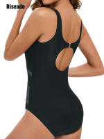 Riseado traje de baño atlético de una pieza, bañador con espalda en O para entrenamiento, deportes y Fitness - details 7