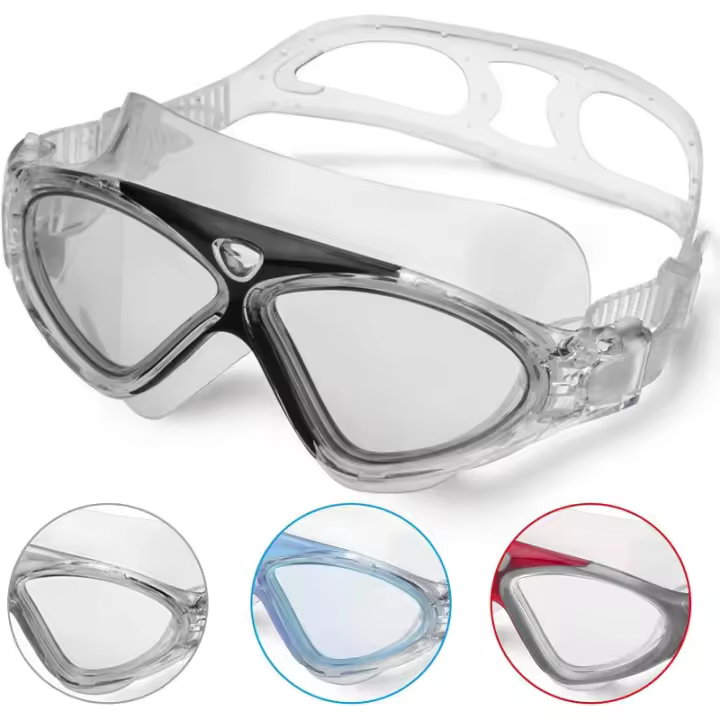 Antivaho, antifugas, Visión Clara y Protección UV, Gafas de Natation profesionales para helbres, Mujeres, niños y niñas (Negrs) - 1