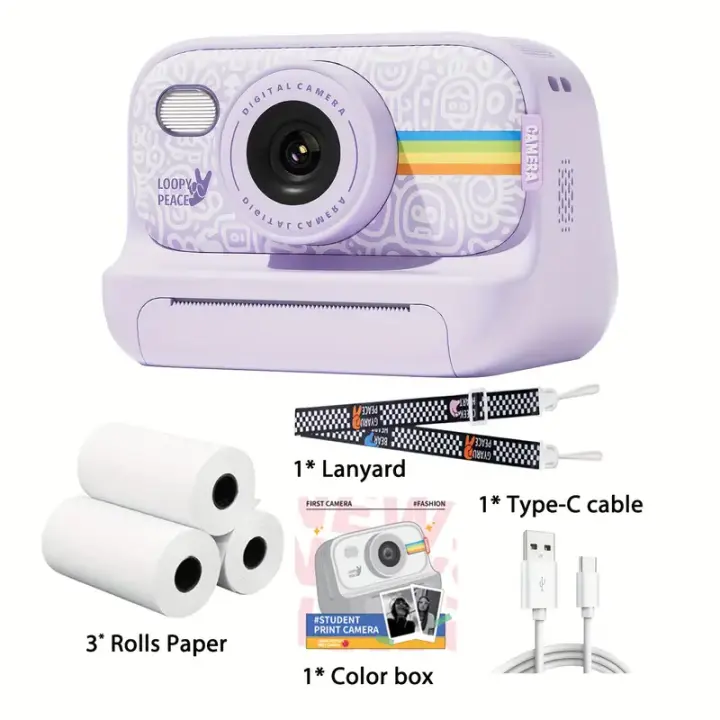 Cámara de Impresión Instantánea S9 con Papel Térmico y Luz de Flash sin Necesidad de Tinta Mini Cámara Digital con Papel Térmico para Fotos - 1