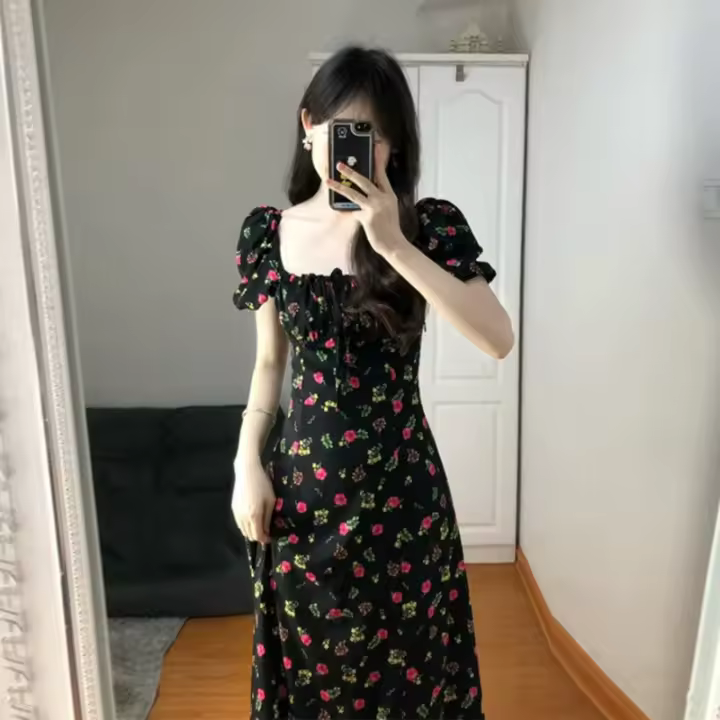 Vestidos de manga corta Mujer Retro Suave Ocio Vacaciones Streetwear Vestido de playa - 1