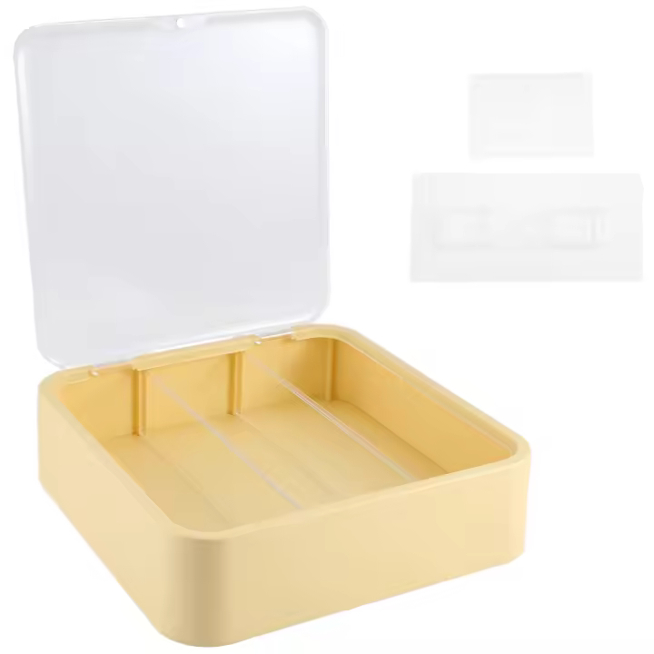 Vitrina transparente montada en la pared para figuras, soporte de exhibición ajustable, caja de exhibición transparente con puerta, amarillo cremoso - 1