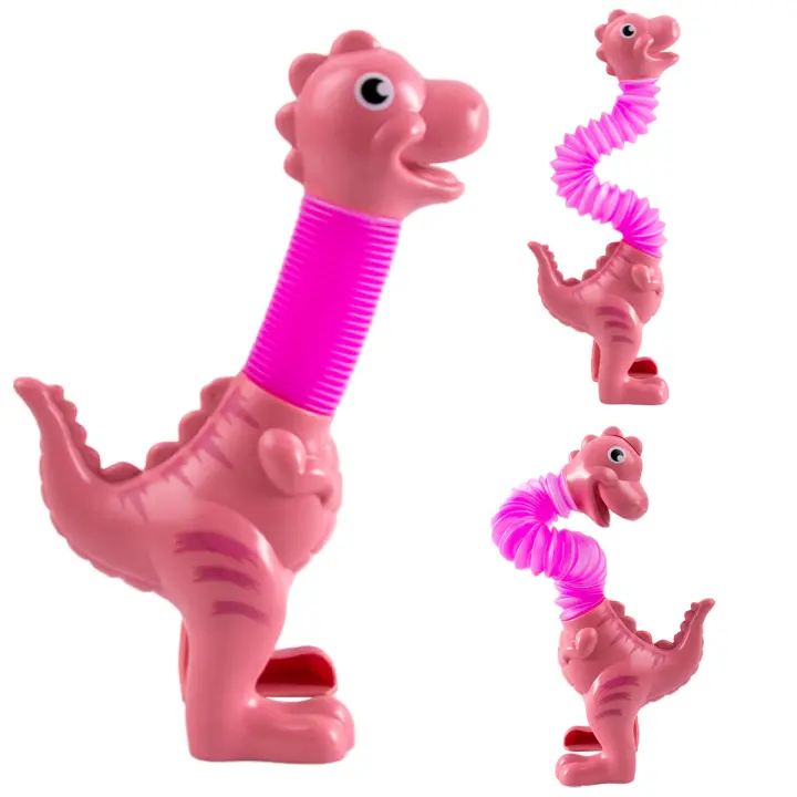 Juguetes Telescópicos De Dinosaurio Con Luces – Pack De 4 Figuras Flexibles De ABS, Anti-Estrés Y Educativas, Regalo Para Niños 3+