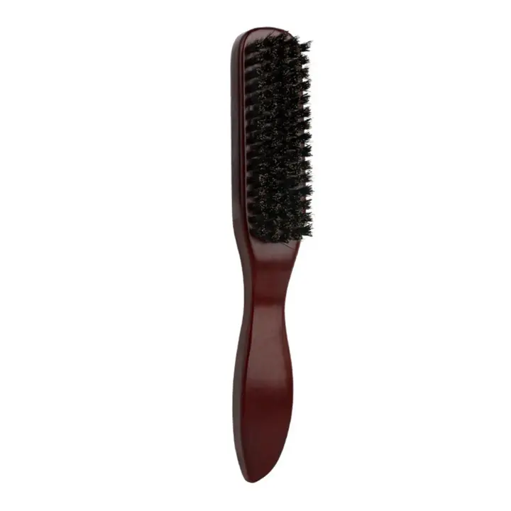 Cepillo para alisar el cabello, cepillo de pelo de jabalí, cepillo de pelo para mujeres y hombres, cepillo de barba de barbero, rojo oscuro - 1