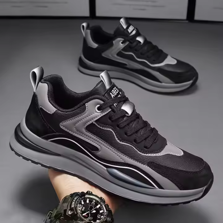 Deportes zapatos de los hombres primavera y verano 2025 nueva superficie de cuero impermeable y antideslizante casual trabajo suela suave seguro laboral zapatos de moda zapatos casuales. - 1