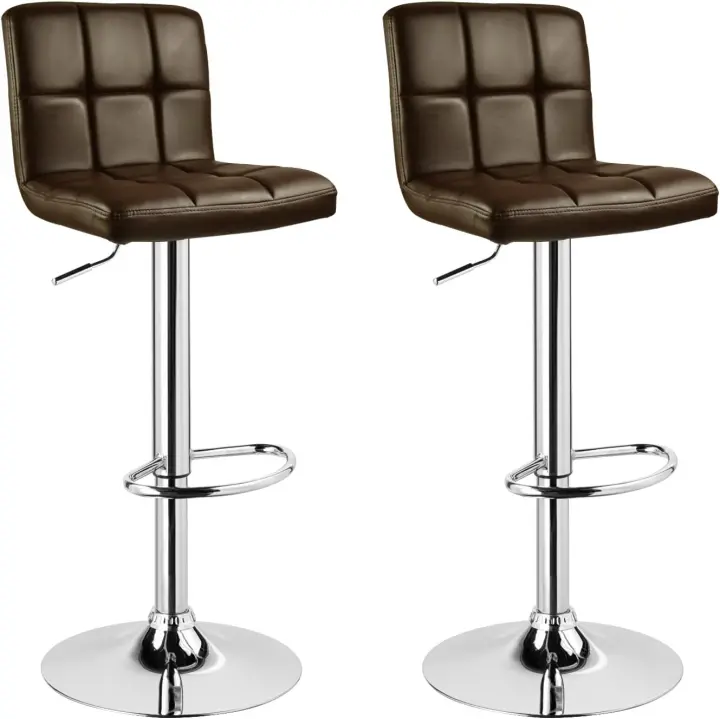 Taburete de Bar Estilo Vintage Regulable en Altura y Giratorio Cuero Sintético para Bar Cocina Salon Dormitorio Marrón Oscuro BH112dbr-2 - 1