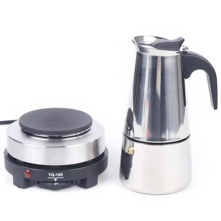 Cafetera Eléctrica de Acero Inoxidable Cafetera Express con Cocina Eléctrica 200-300ml 6 Tazas - 1