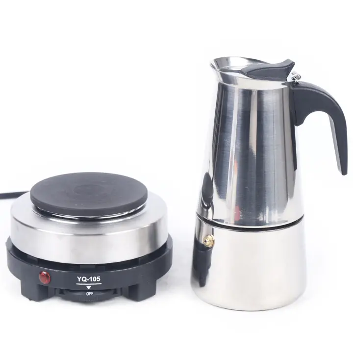Cafetera Eléctrica de Acero Inoxidable Cafetera Express con Cocina Eléctrica 200-300ml 6 Tazas - 1