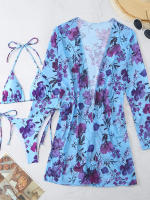 Microbikini de 3 piezas para mujer, traje de baño estampado, conjunto de Bikini Sexy, ropa de playa, Bikini estampado 2024 - details 13