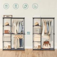 Armario de Ropa, Perchero, Burro Ropa, 124 x 43 x 182 cm, 2 Secciones para Colgar, con Compartimentos, Gran Capacidad, para Dormitorio, Salón, Lavandería, Topo RYG026R02 - details 25