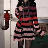Suéter Punk Gótico Largo Unisex Estilo Rock Fino Ropa de Calle Oscura para Mujeres - details 9