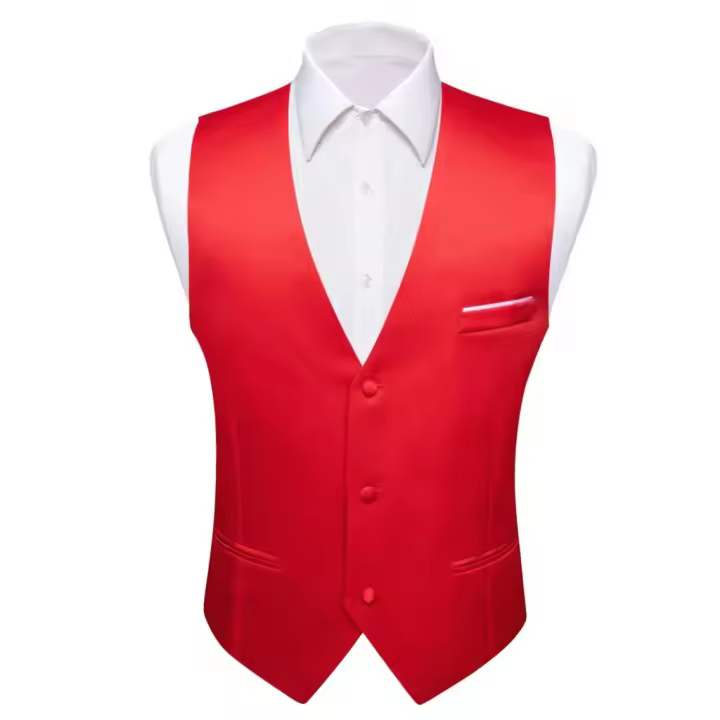 Chaleco de seda para hombre, 30 colores, liso, negro, azul, verde, rojo, Pik Gold Champain, chaleco ajustado de satén morado, Tops para hombre - 1