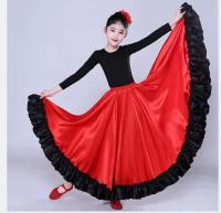 Falda de danza del vientre para niños, flamenco, español, toro volador, 360 grados, 1 pieza por lote - details 3