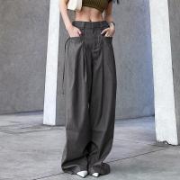 Pantalones anchos sueltos de estilo retro de cintura alta para mujer - details 3