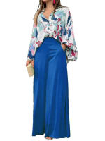 Junxi Wan Conjunto Casual de 2 Piezas Floral Camisa de Manga Larga y Pantalones de Pierna Ancha - details 17
