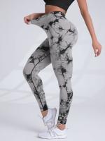 Tie Dye Sport Leggings Mujeres Scrunch Butt V-Cintura Pantalones de yoga sin costuras Fitness Running Medias - details 6