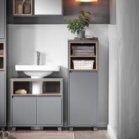Armario de Baño de Piso con 2 Estantes Abiertos Mueble de Almacenamiento de Ropa Sucia de 35 x 30 x 105cm - details 10