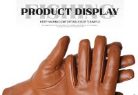 Guantes de piel de oveja para mujer, manoplas cortas de terciopelo fino para pantalla táctil, de cuero, de buena calidad, para invierno, 2226 - details 86