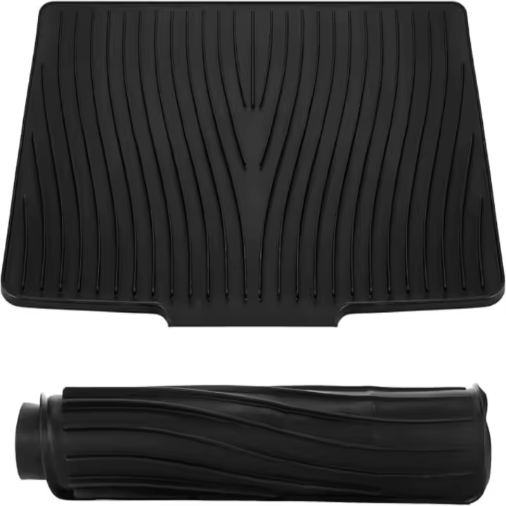 Tapete de silicona resistente al calor para escurrir platos, tamaño grande, antideslizante, tapete de cocina para escurrir platos, con abertura de desviación y pendiente para secar platos - 1