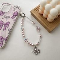 Abalorio para teléfono, cordón plateado galvanizado, luz de lujo, antipérdida, lazo de amor, colgante para teléfono, cordón para teléfono móvil con cuentas Ins - details 15