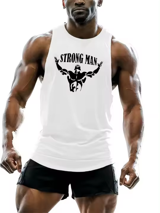 Camisetas sin mangas para hombre fuerte a la moda, chaleco de gimnasio sin mangas con estampado 3D, ropa informal suelta, camisetas deportivas transpirables para exteriores - 1