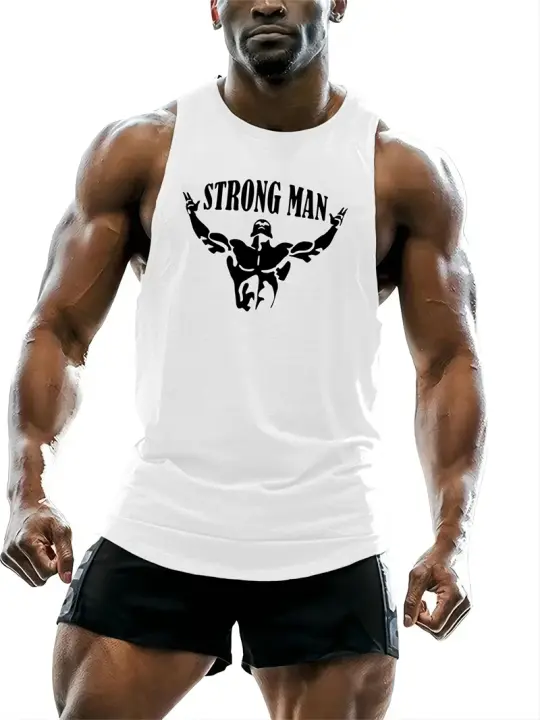 Camisetas sin mangas para hombre fuerte a la moda, chaleco de gimnasio sin mangas con estampado 3D, ropa informal suelta, camisetas deportivas transpirables para exteriores - 1