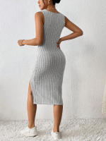 Vestido largo ajustado de Color liso con abertura, ropa a rayas, primavera y verano, novedad de 2024 - details 2