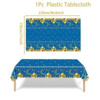 Mantel desechable con temática de Castillo de Luna, 5 piezas, platino, azul, dorado, negro, dorado, Zhai, Festival - details 6