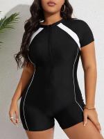 Bikini de gran tamaño para mujer 2024, traje de baño de una pieza de manga corta para mujer, Monokini, ropa de playa - details 5