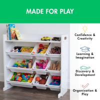 estantería para niños, estantería organizadora para juguetes con 9 cajas de almacenamiento, blanco/blanco - details 4
