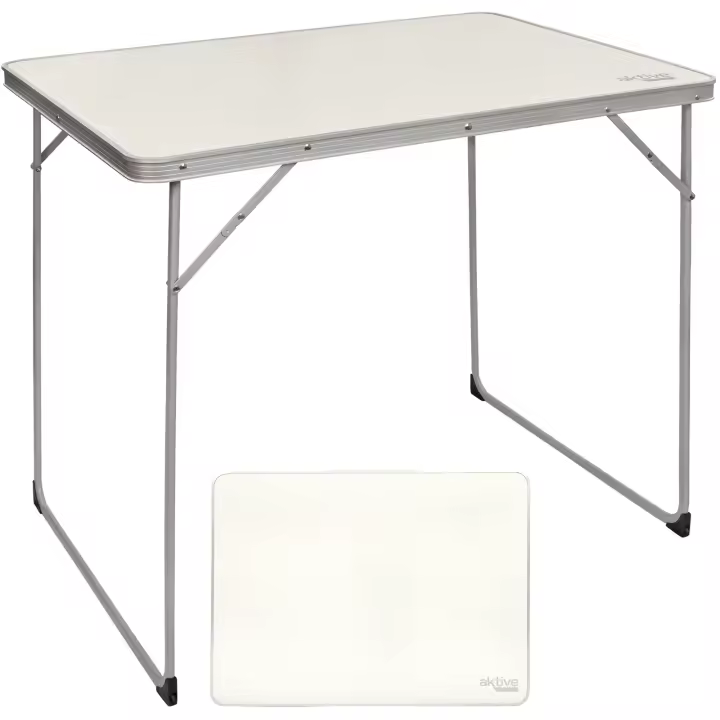 Mesa de Camping Plegable Color Beige 80x60x70 cm Uso Exterior Patas Plegables Soporte 30 kg - 1