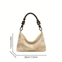 Elegante bolso de hombro de terciopelo con correa de cuentas - Diseño elegante de nubes, cierre de cremallera, forro de poliéster suave, disponible en negro y verde, elegante bolso de mujer para uso diario - details 0