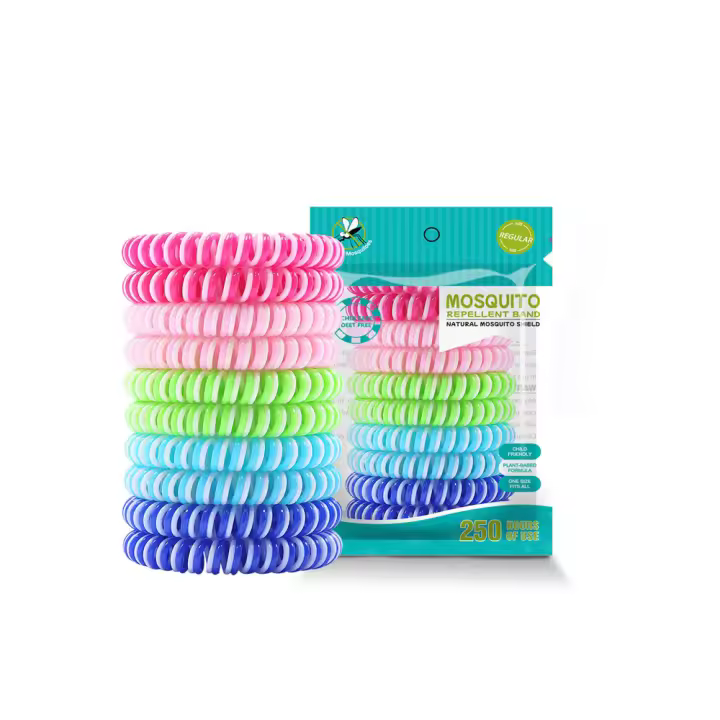 Pulsera Repelente de Mosquitos Tratamiento Natural 10 Paquetes, Sin Deet, Impermeable, Duración de 300 Horas para Adultos y Niños - 1