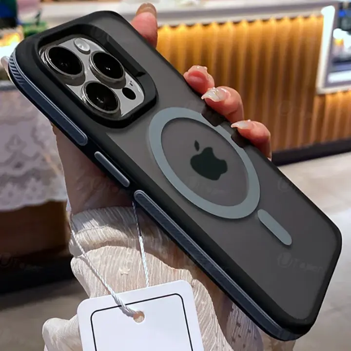 Nueva funda de teléfono magnética esmerilada mate Bicolor para iPhone 16 15 14 Plus 13 12 11 Pro Max cubierta dura translúcida a prueba de golpes - 1